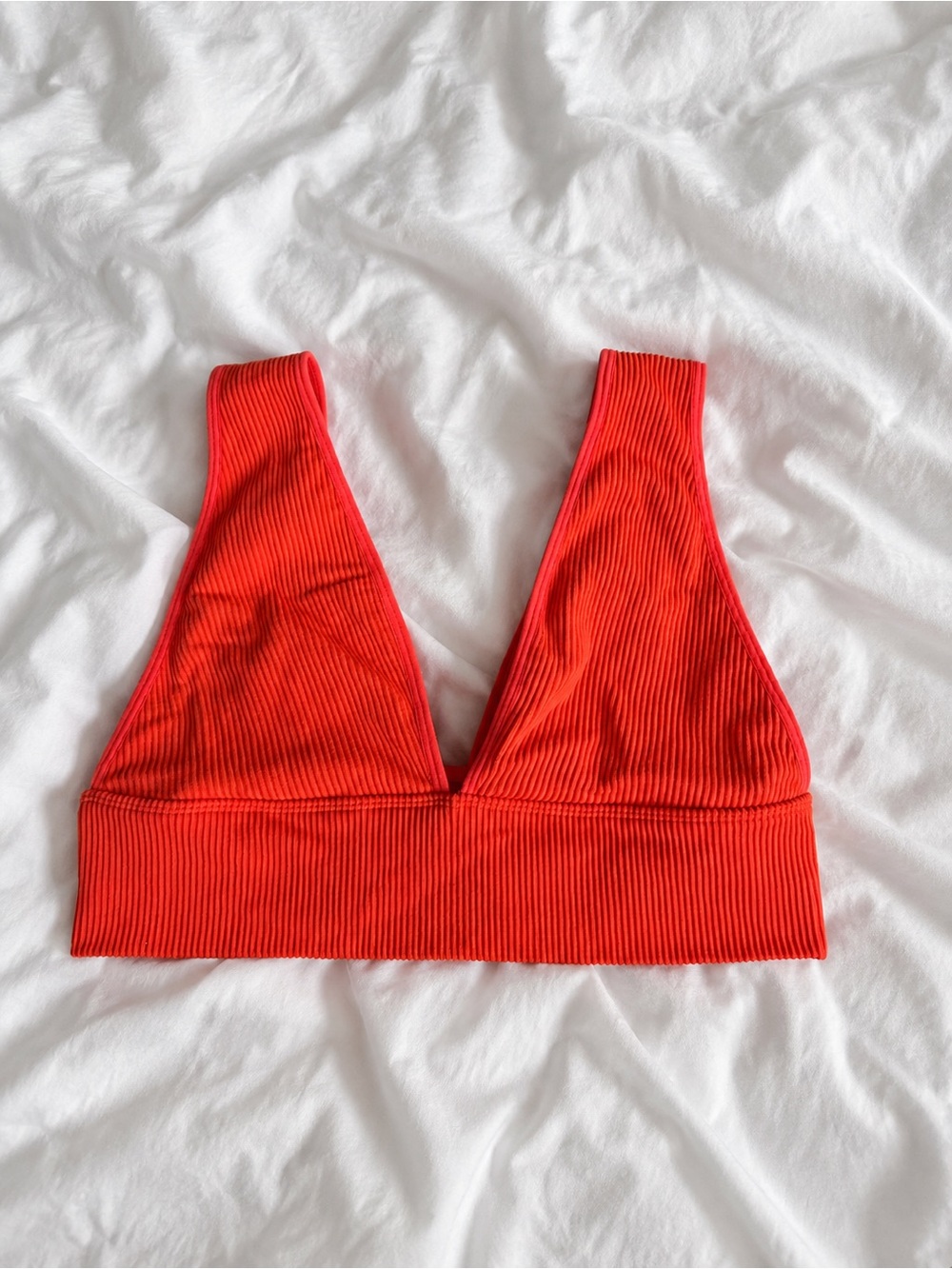 Garage Ribbed V-Neck Bralette - Red